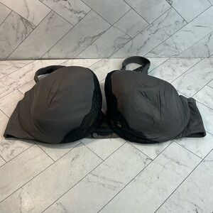 NWOT Cacique Lane Bryant Womans Bra Gray Black Lace Full Coverage UNDERWIRE 44DD